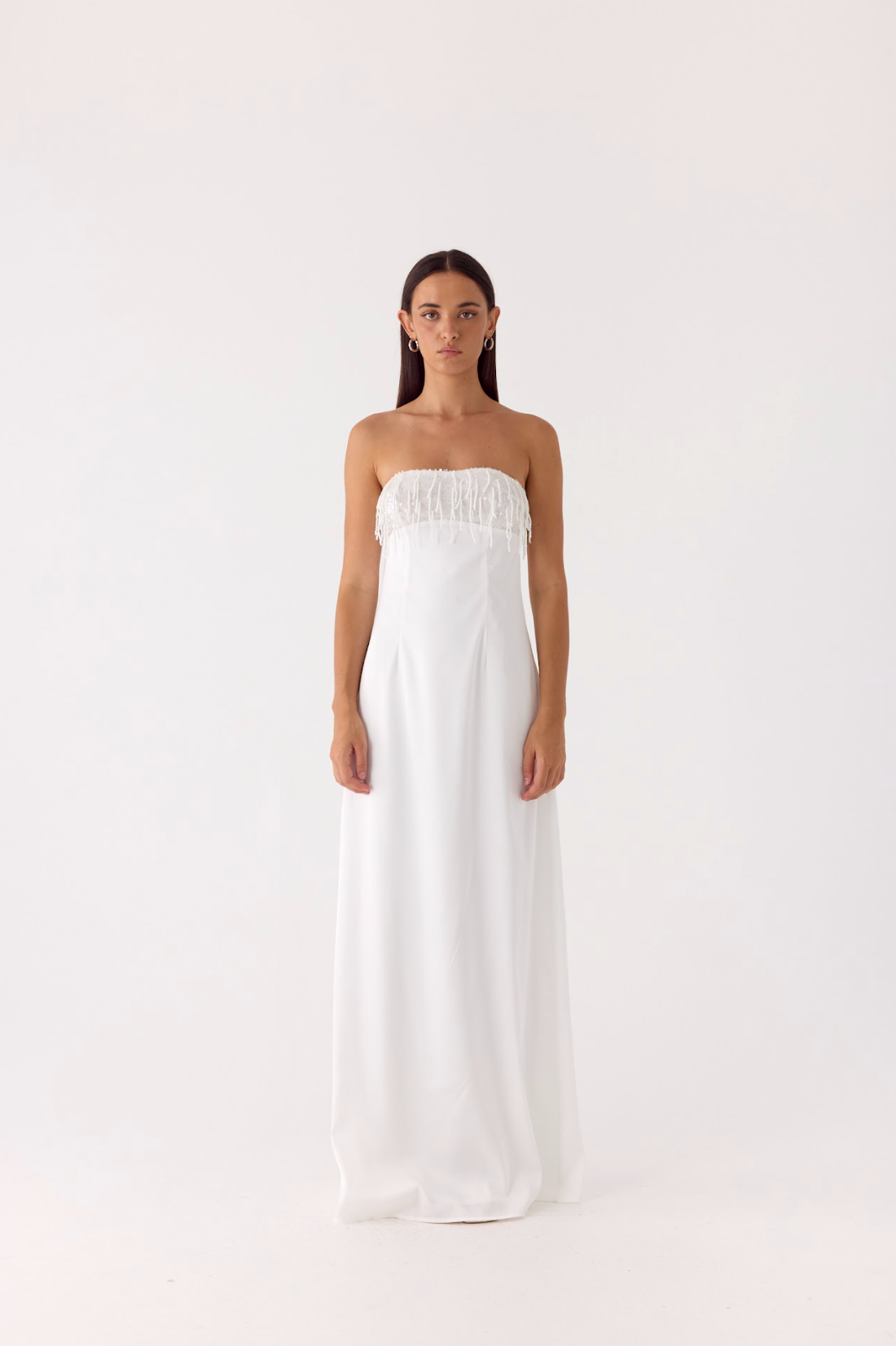 Miftie Beaded Sequin Maxi Dress - White