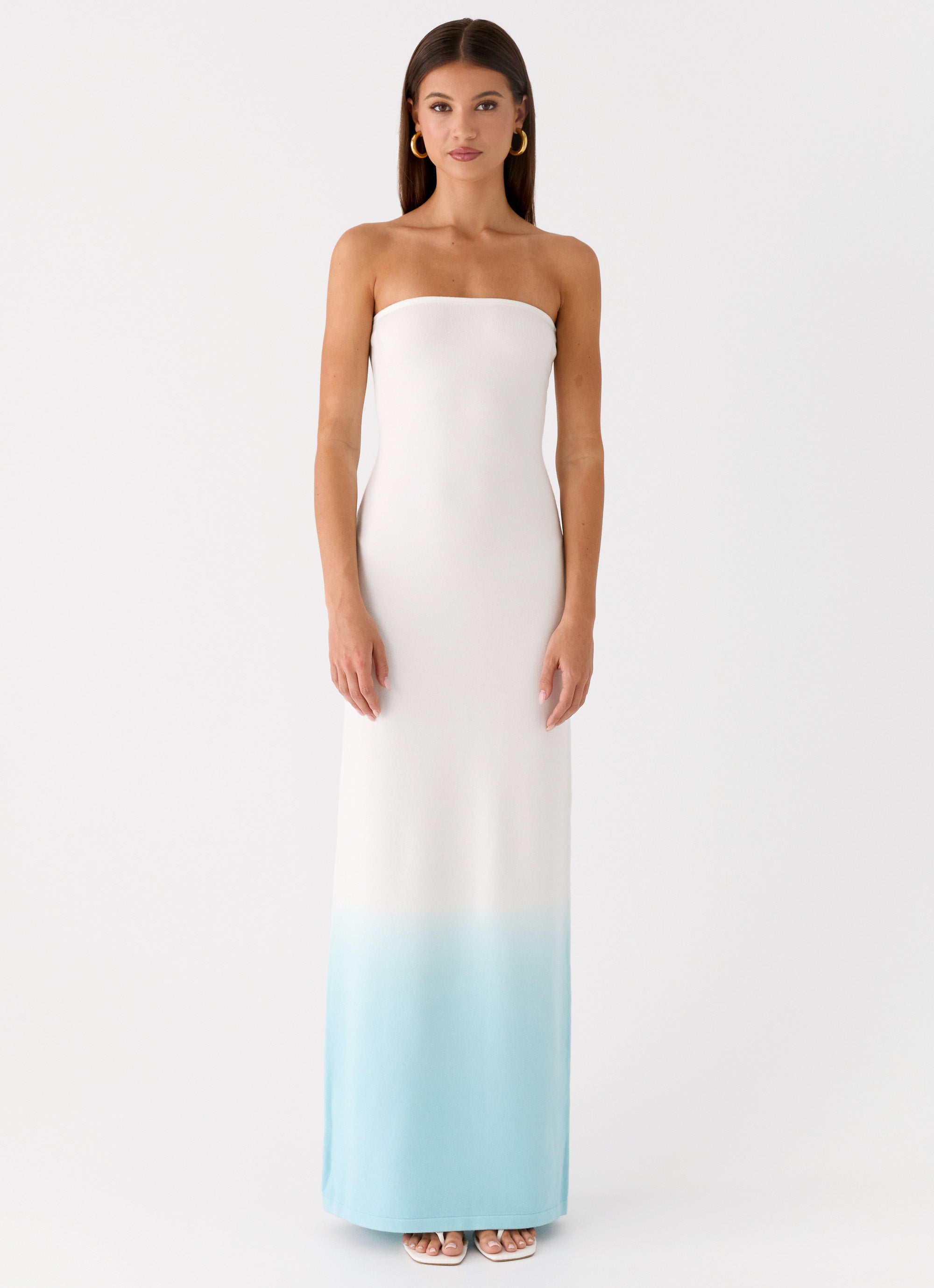 Soft Spoken Knit Maxi Dress - Blue Ombre