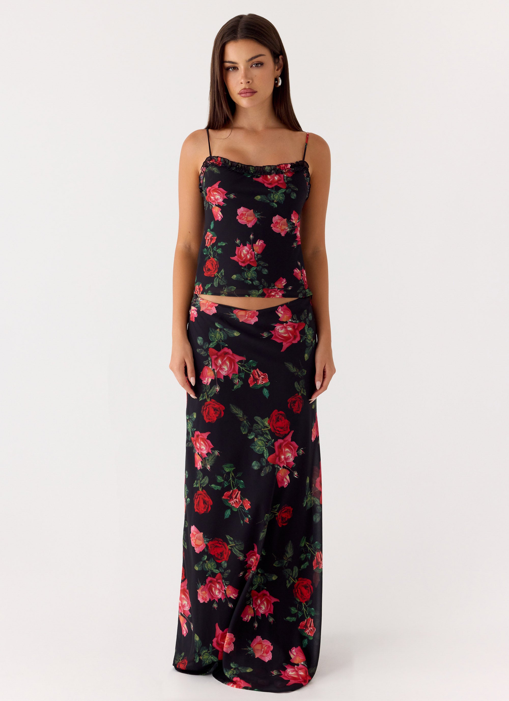 Star Girl Chiffon Maxi Skirt - Midnight Bloom