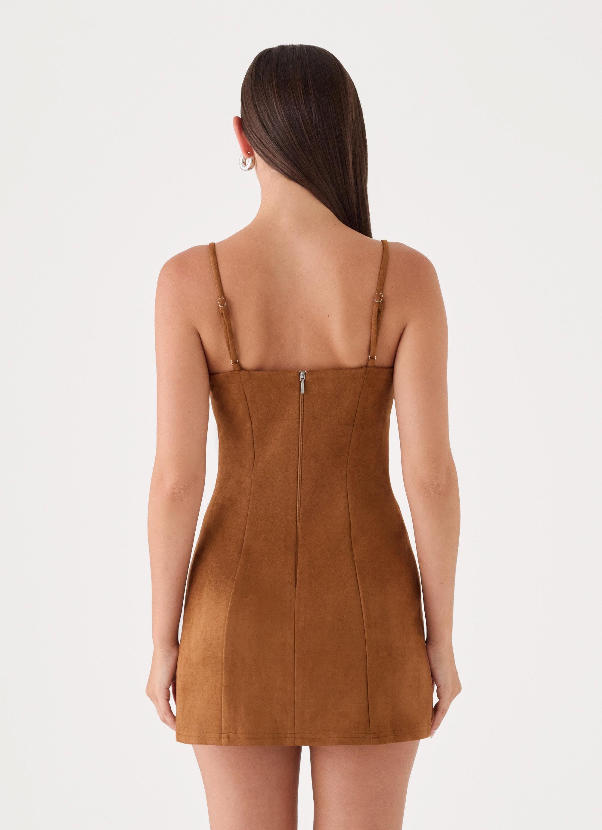 Tatum Faux Suede Mini Dress - Tan