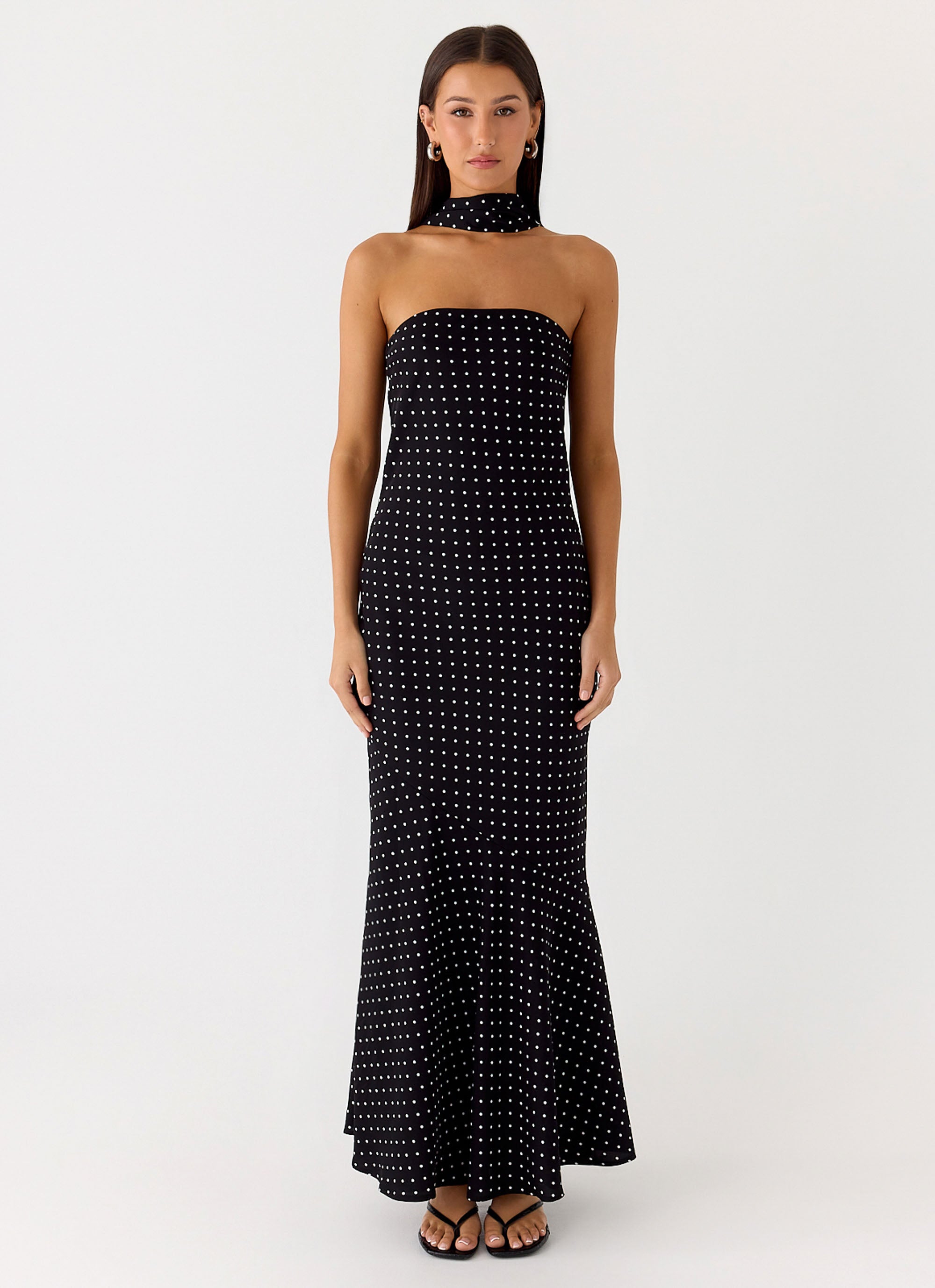 Under The Pagoda Maxi Dress - Black Polkadot